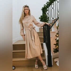 NWT BOHME Ariana Zebra Midi Dress in Champagne SIZE S